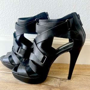 Zara Black Leather Sandal Boots